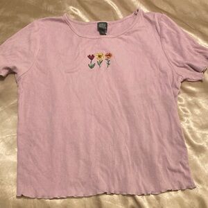 Wild Fable Pink Floral Embroidered Crop Top